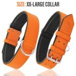 Heavy Duty Orange Leather Dog Collar for Large Dogs