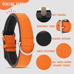 Heavy Duty Orange Leather Dog Collar for Large Dogs