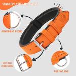 Heavy Duty Orange Leather Dog Collar for Large Dogs