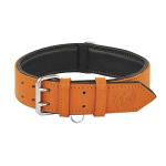 Heavy Duty Orange Leather Dog Collar for Large Dogs