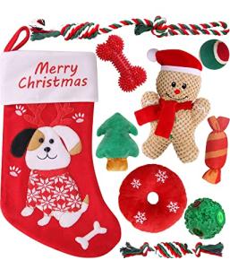 Pweituoet Christmas Dog Toys and Stocking Set
