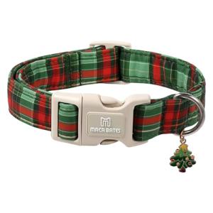 Christmas Green Plaid Dog Collar with Tree Charm