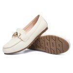 Beige Leather Slip-On Loafers for Women