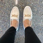 Beige Leather Slip-On Loafers for Women