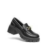 Black Platform Chunky Loafers for Women