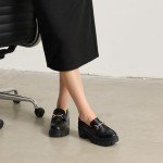 Black Platform Chunky Loafers for Women