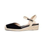 DREAM PAIRS Black Platform Ankle Strap Wedge Sandals