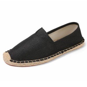 Black Closed Toe Canvas Slip-On Espadrilles