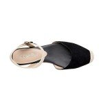 DREAM PAIRS Black Platform Ankle Strap Wedge Sandals