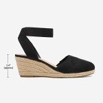 DREAM PAIRS Women's Black Wedge Espadrille Sandals