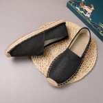 Black Closed Toe Canvas Slip-On Espadrilles