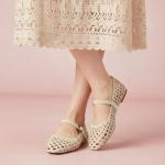 Cushionaire Weston Women's Woven Ballet Flats - Wheat