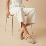 Cushionaire Weston Women's Woven Ballet Flats - Wheat