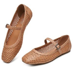 Trary Women's Woven Mary Jane Ballet Flats