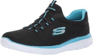Skechers Women's Summits Sneakers, Black/Turquoise, Size 8.5