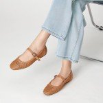 Trary Women's Woven Mary Jane Ballet Flats