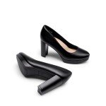 DREAM PAIRS Women's Black Chunky High Heel Pumps