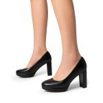DREAM PAIRS Women's Black Chunky High Heel Pumps