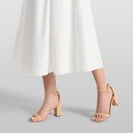 DREAM PAIRS Women's Nude Low Heel Pump Sandals