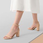 DREAM PAIRS Women's Nude Low Heel Pump Sandals