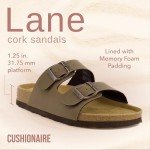 CUSHIONAIRE Women's Cork Footbed Double Buckle Sandals