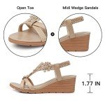 TEMOFON Women's Floral Open-Toe Wedge Sandals