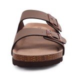 Brown Adjustable Buckle Cork Footbed Slide Sandals