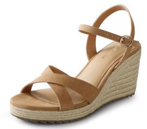 Brown Wedge Sandals for Women with Ankle Strap