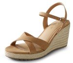 Brown Wedge Sandals for Women with Ankle Strap