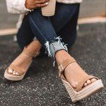 VICKI Women's Khaki Wedge Platform Sandals Size 8
