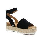 Black Open Toe Buckle Ankle Strap Sandals