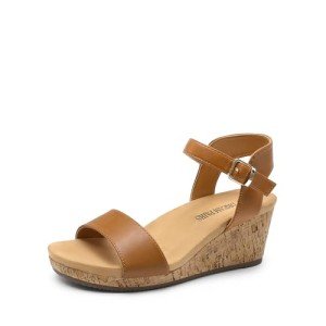Open Toe Buckle Ankle Strap Wedge Sandals