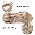 TEMOFON Women's Dressy Casual Wedge Sandals - Nude