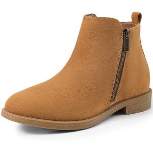 Tobacco Faux Suede Ankle Boots for Women