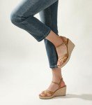 Brown Wedge Sandals for Women with Ankle Strap