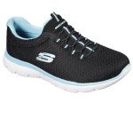 Skechers Women's Summits Sneakers, Black/Turquoise, Size 8.5