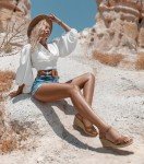 Brown Wedge Sandals for Women with Ankle Strap