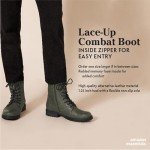 Cognac Lace-Up Combat Boots for Women, Size 8.5