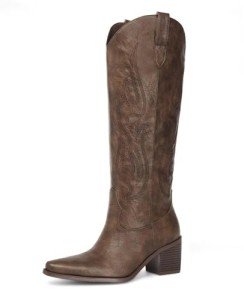 Brown Wide Calf Cowboy Boots for Women