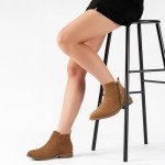 Tobacco Faux Suede Ankle Boots for Women