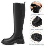 Chic Black Knee High Platform Riding Boots