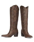 Brown Wide Calf Cowboy Boots for Women