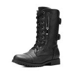 DREAM PAIRS Women's Black Lace-Up Combat Boots