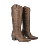 Brown Wide Calf Cowboy Boots for Women