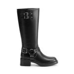 DREAM PAIRS Women's Black Knee High Biker Boots