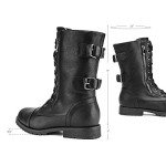 DREAM PAIRS Women's Black Lace-Up Combat Boots