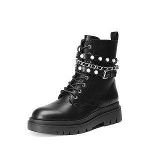 DREAM PAIRS Women's Black Platform Combat Boots
