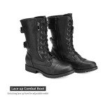 DREAM PAIRS Women's Black Lace-Up Combat Boots