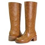 Brown Knee High Platform Boots for Women