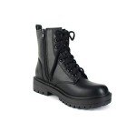 Lug Sole Lace-Up Combat Ankle Booties - Black